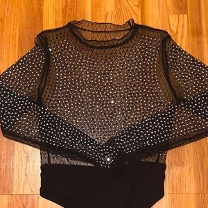 Frill Neck Semi Sheer Bodysuit Without Bra